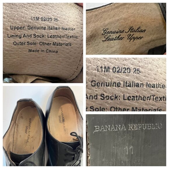 Banana Republic Italian leather Ortholite Oxford dress shoes  11M Tuxedo Preppy main image 4